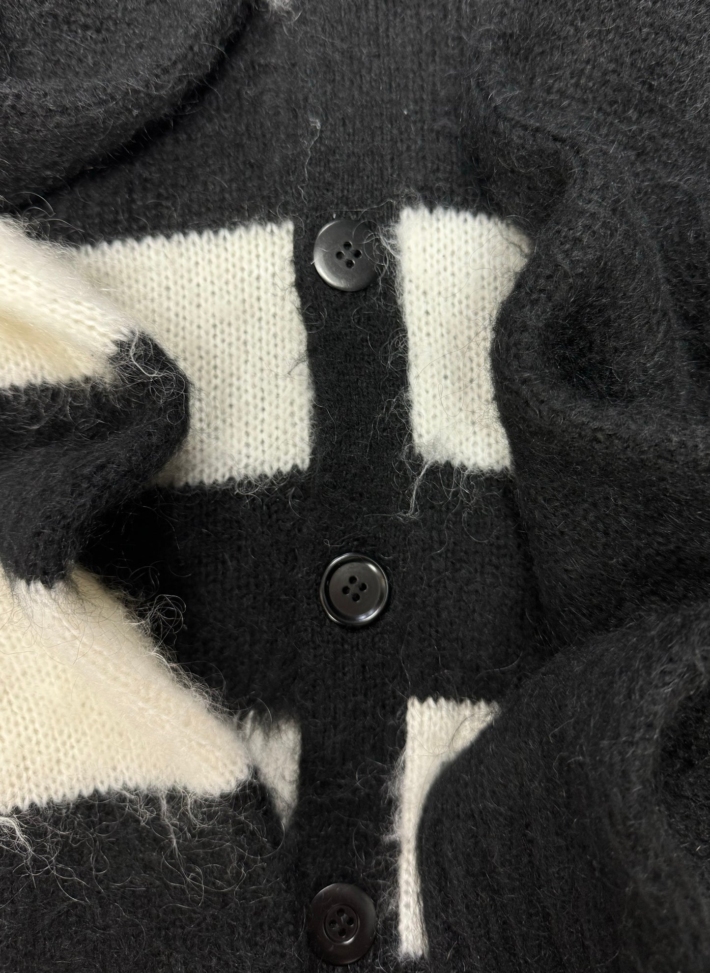 Undercover Mohair Stripe Knit Black/White Cardigan