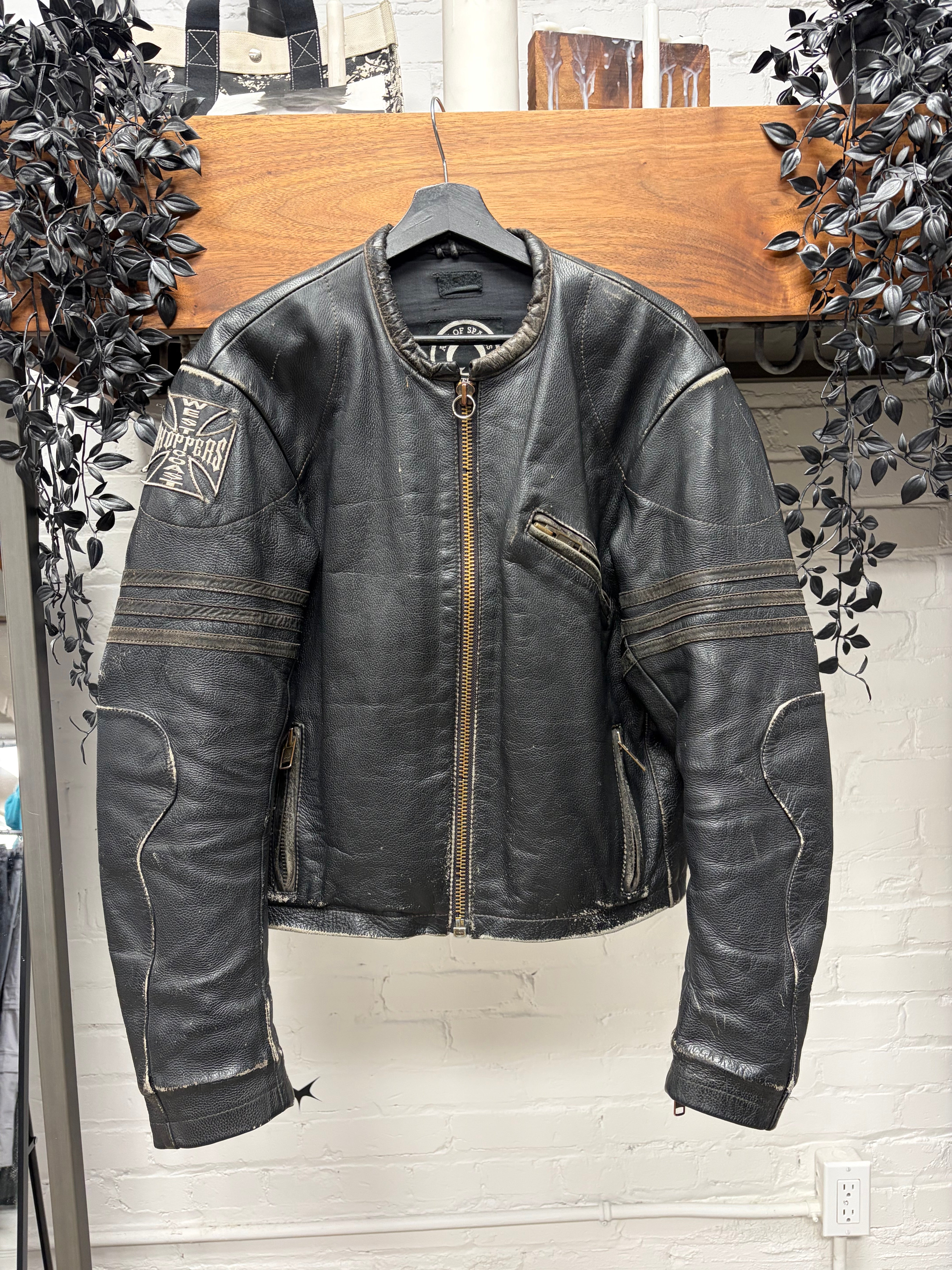 Vintage 90s West Coast Choppers 'Cross Patch' Black Calfskin