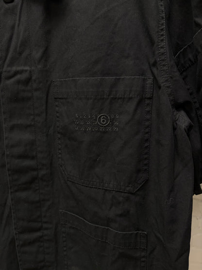 SS2024 Maison Margiela Gabardine Embroidered Logo Black Collared Shirt