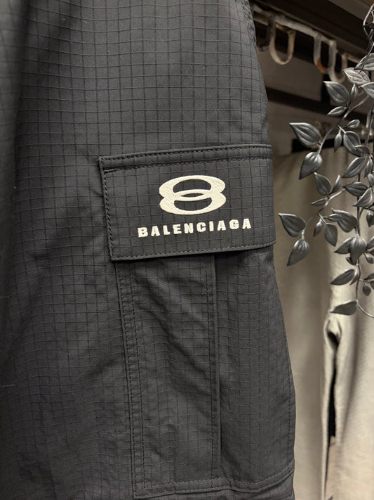SS2024 Balenciaga ‘Sports Icon Logo’ Black Ripstop Convertible Cargo Pants