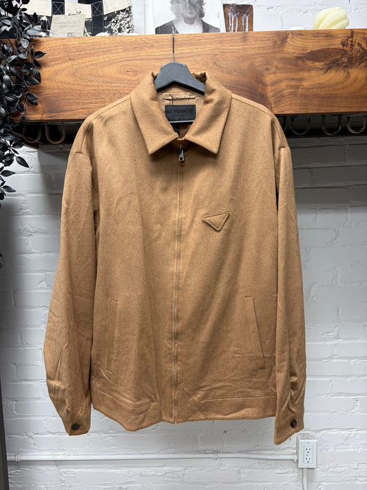 Prada Boiled Wool ‘Camel Hair’ Zip-Up Harrington Work Jacket