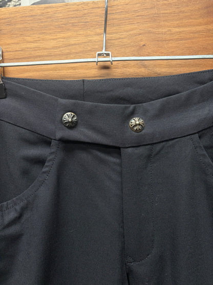 Chrome Hearts ‘VJ1 Tuxedo’ Black Flared Leg Pants with Leather Side Stripe