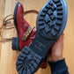 Civarize Leopard Strap Oxblood Red Leather Boots