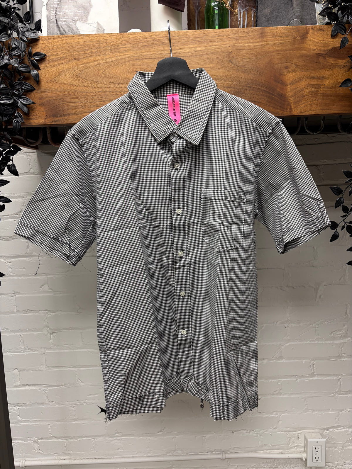 Undercover ‘No Gods No Masters’ Grey Pinstripe Short Sleeve Button Up Shirt