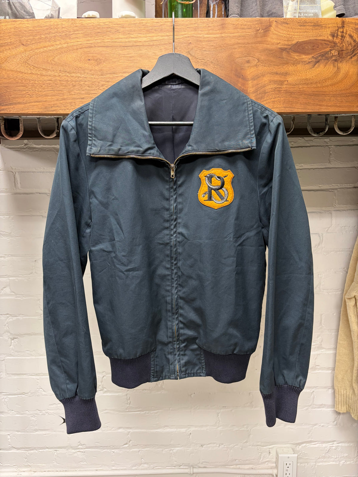 SS2010 Raf Simons Chenille Patch 'RS Crest Logo' Blue/Yellow Vintage Inspired Jacket