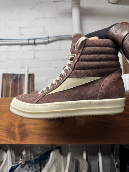 AW2024 Rick Owens ‘Porterville’ Dust Brown Suede ‘Vans’ High Top Sneakers