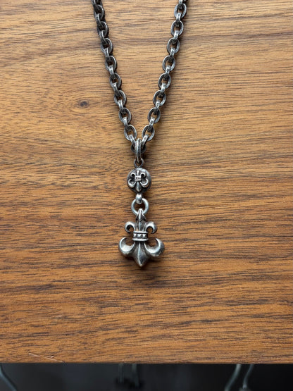 Chrome Hearts Fleur de Lis ‘Double Bail’ 925 Silver Stacked Pendant