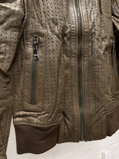 Dolce & Gabbana Perforated Buffalo Leather Bomber Jacket