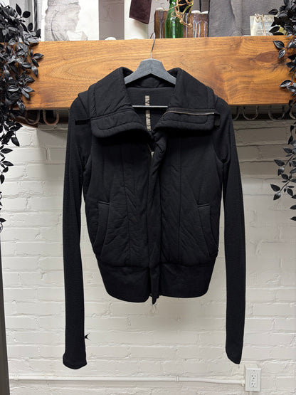 Rick Owens ‘Lilies’ Padded Black Bomber Jacket with Elongated Skinny Sleeves