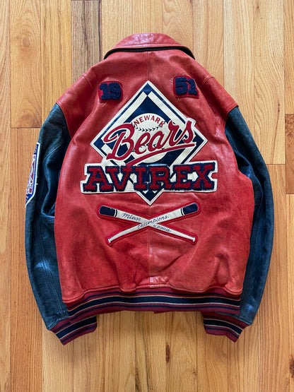 Vintage 90s Avirex Newark Baseball Leather Varsity Jacket