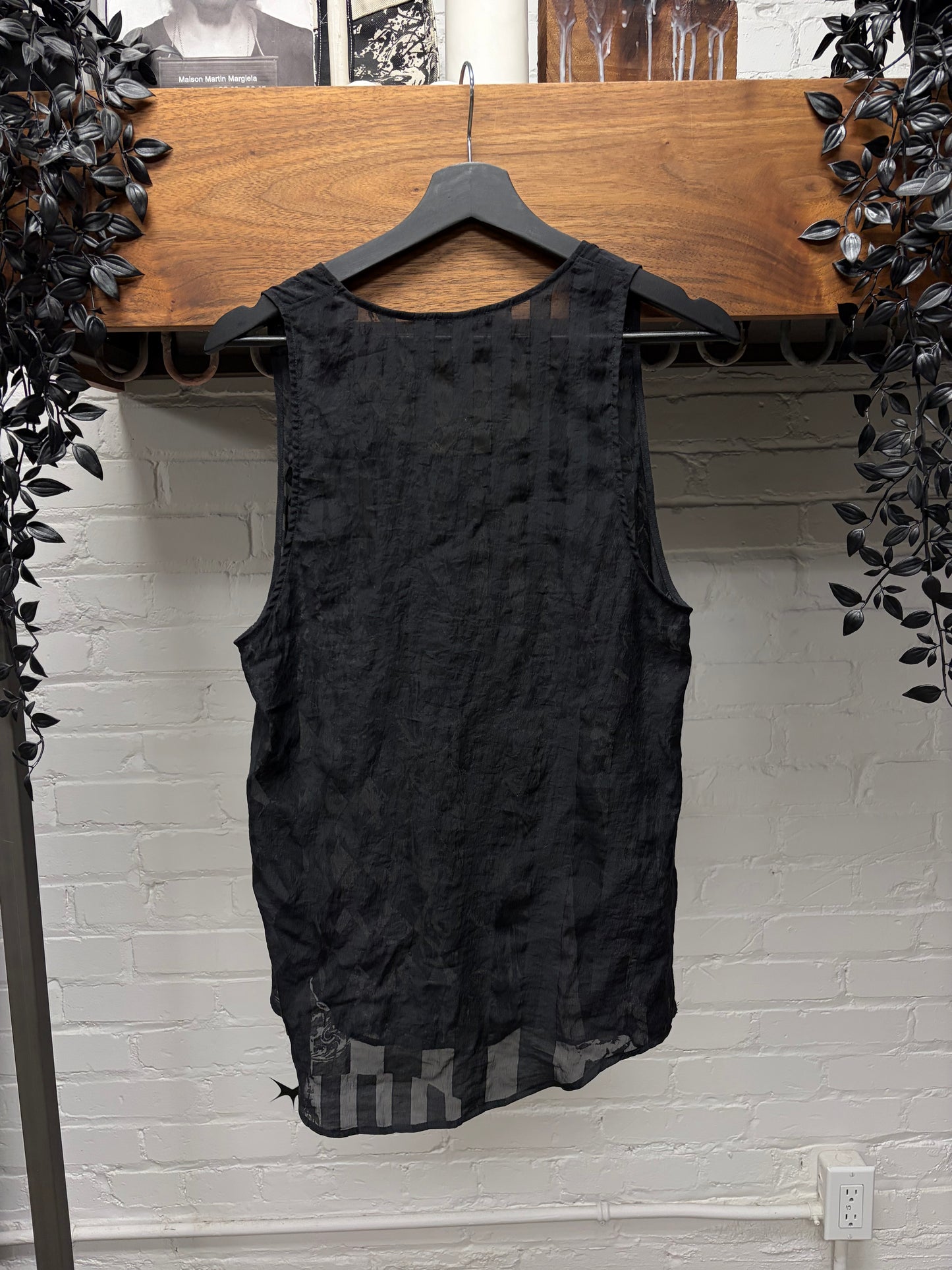 Balmain Semi Sheer Sleeveless ‘Black Flag’ Tank Top