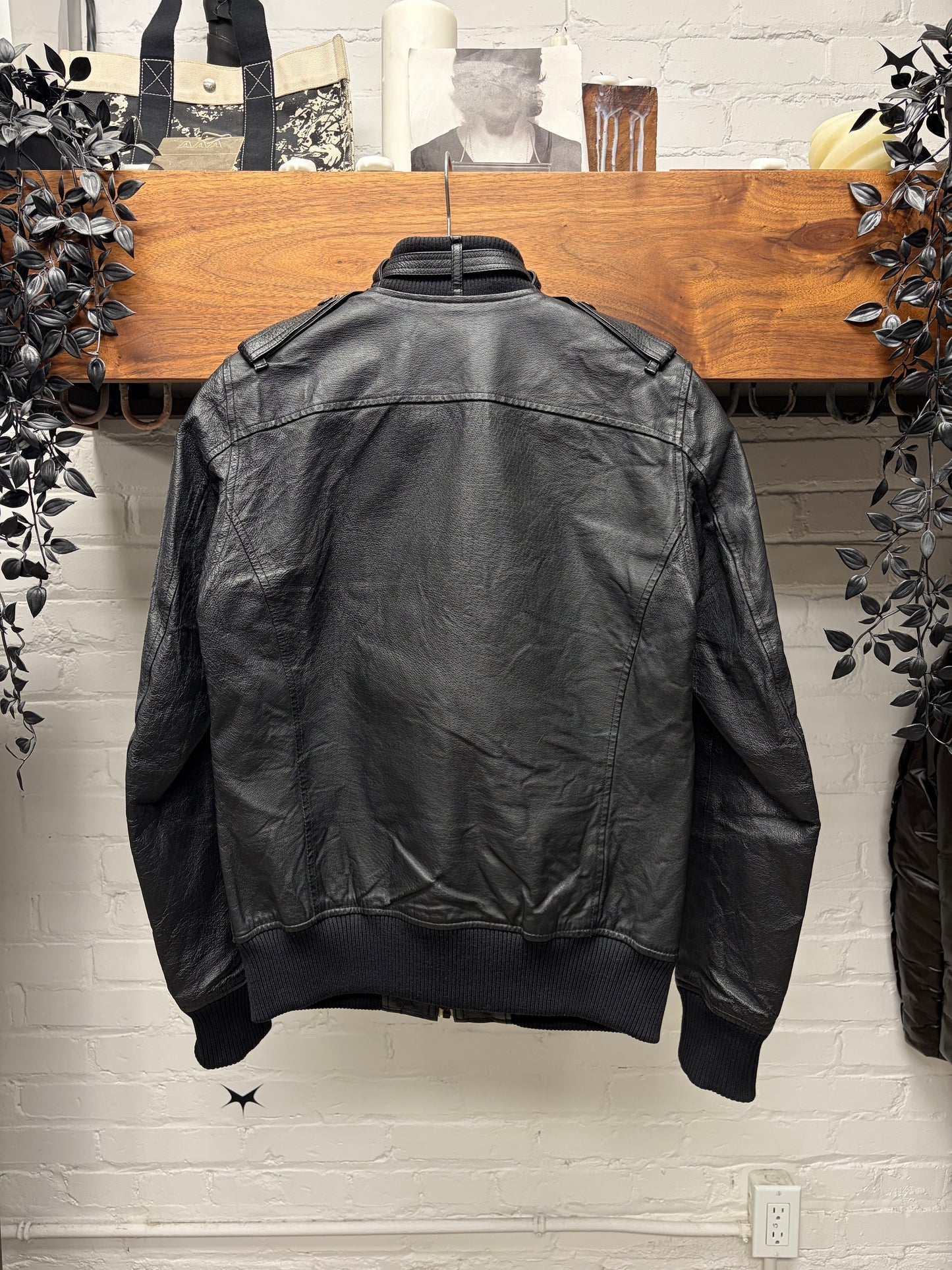 Hysteric Glamour Black Calfskin Leather Moto-Jacket