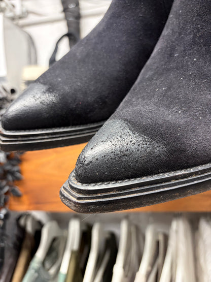 Balenciaga ‘Santiago’ Waxed Black Suede Pointed Toe Boots