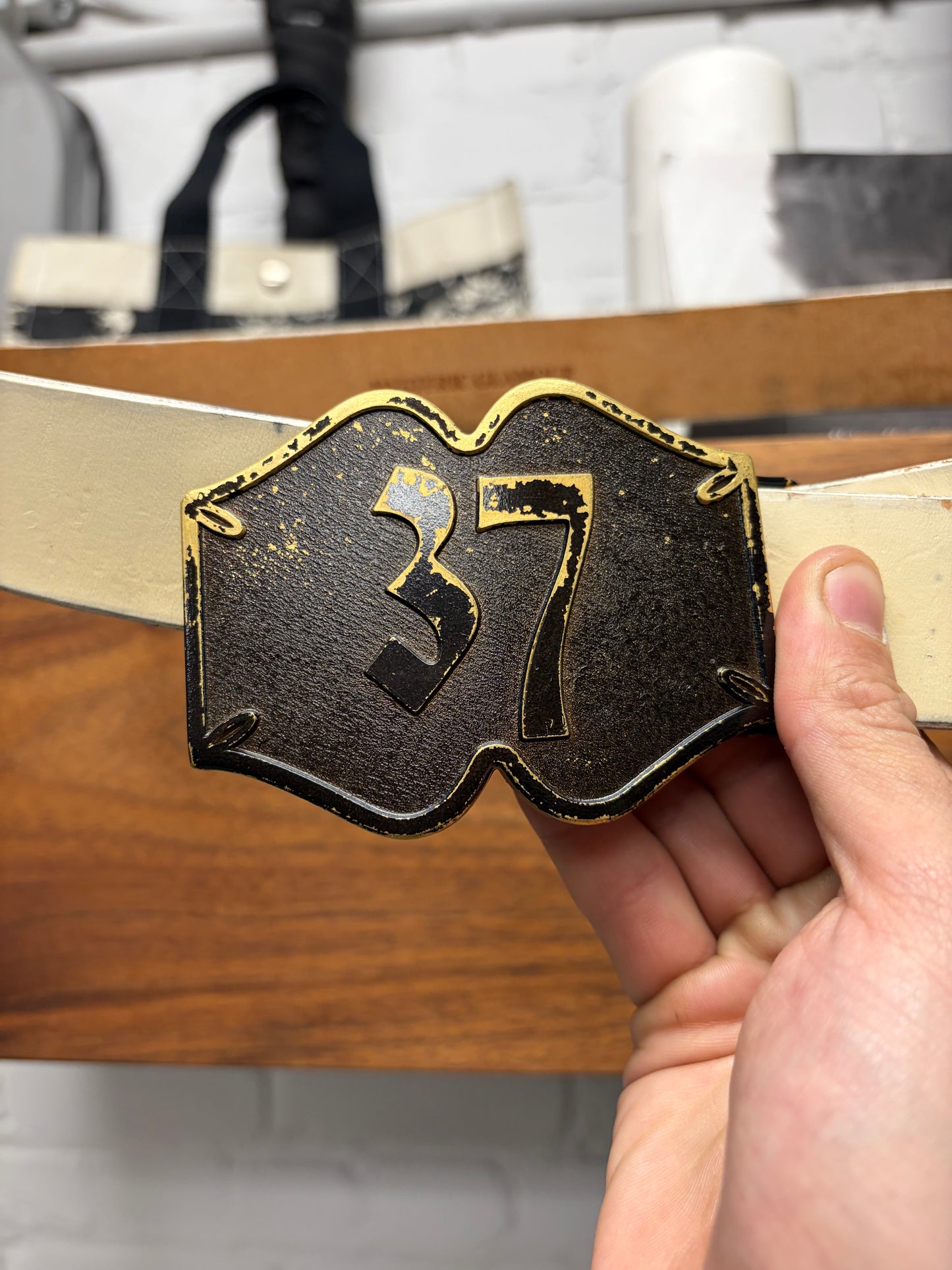 Vintage Hysteric Glamour ‘37’ Western Buckle White Leather Belt