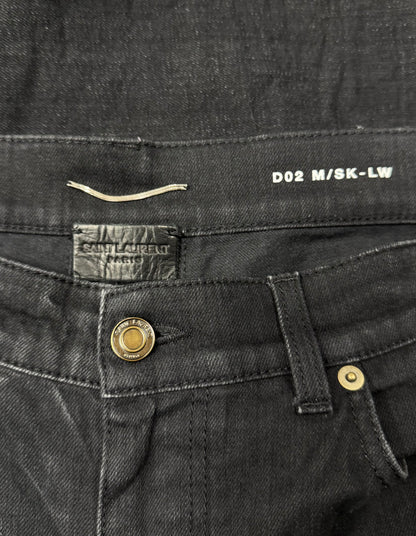 SS2016 Saint Laurent by Hedi Slimane ‘Biker Knee’ Leather Studded ‘D02’ Denim