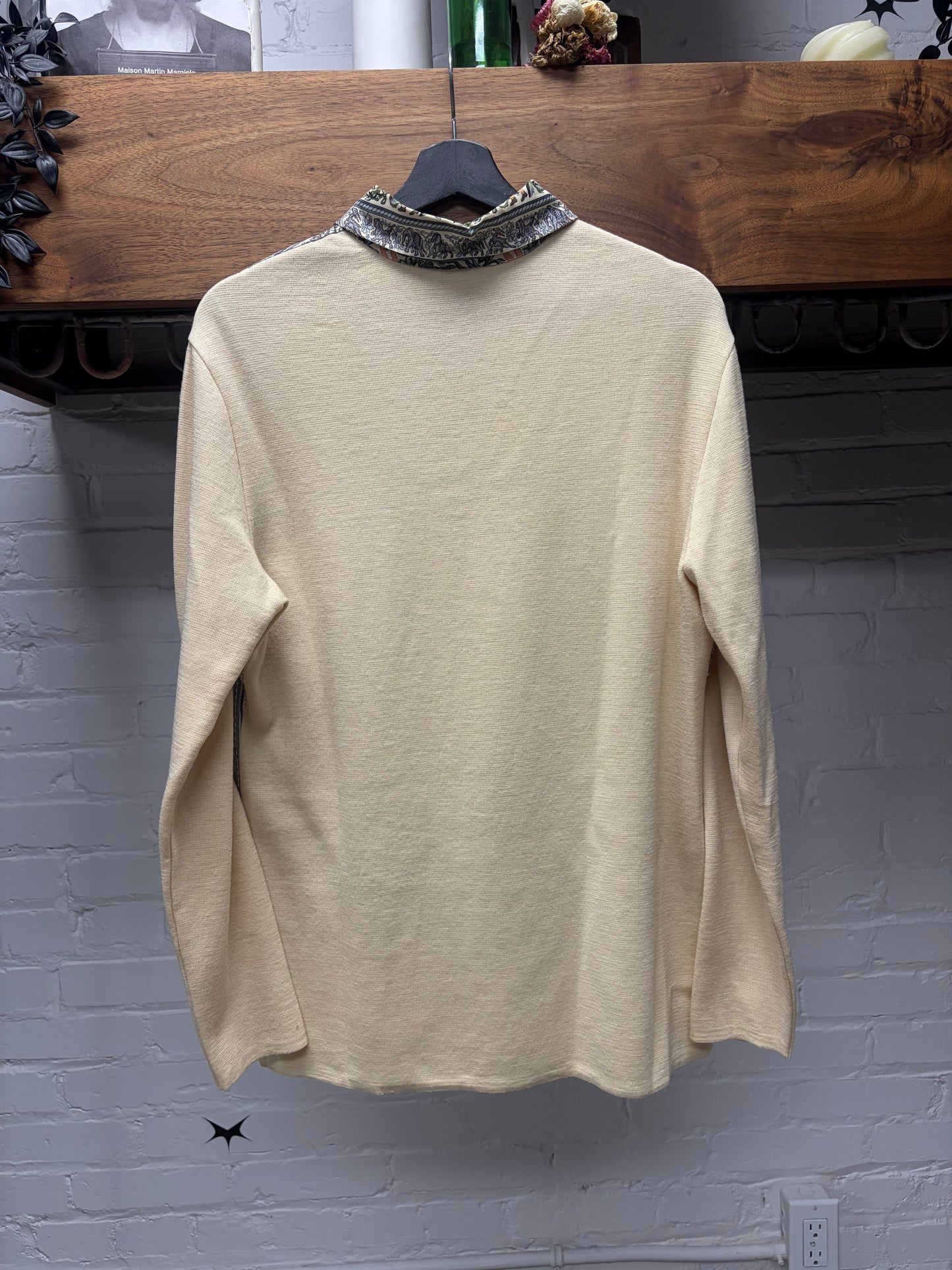 Vintage Hermes by Martin Margiela ‘"Chasse en Inde" Silk/Wool Knit 1/4 Button Up Shirt