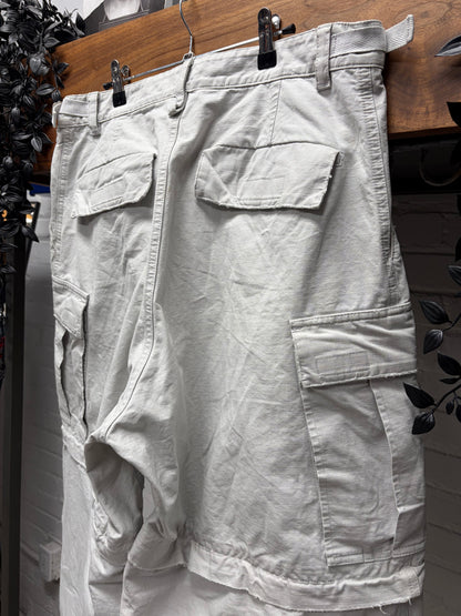 2023 Balenciaga Distressed White Ripstop Wide Leg Cargo Pants
