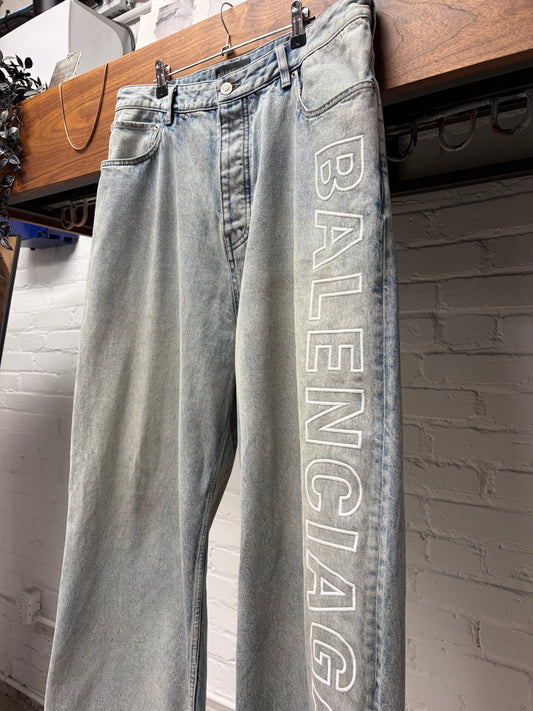 SS2024 Balenciaga ‘Outline’ Washed Blue Baggy Denim