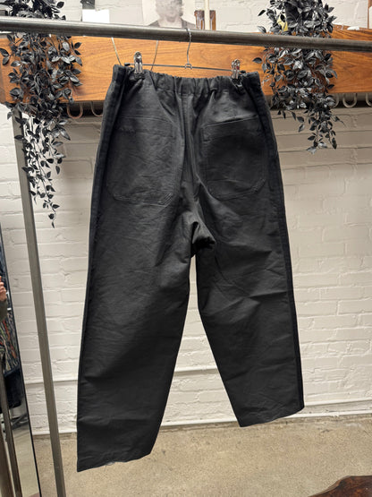Dries Van Noten Wide Leg Black ‘Button Fly’ Drawstring Trousers
