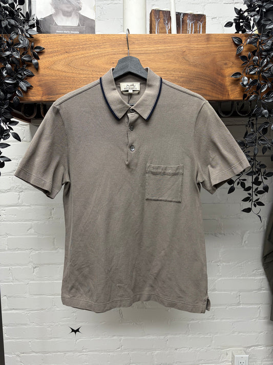 Hermes Embroidered ‘H Logo’ Brown Cotton Polo