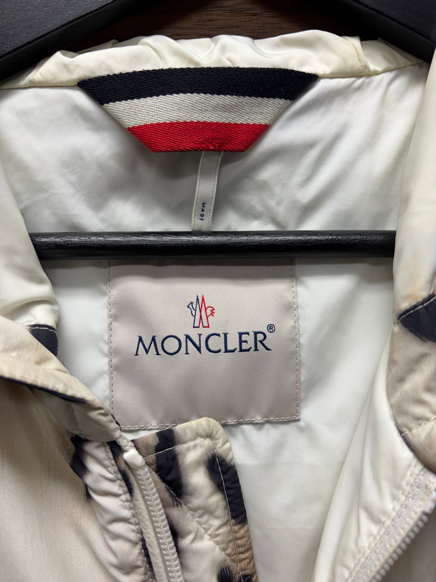 Moncler 1952 ‘Jau’ Leopard Print Zip-Up Hooded Windbreaker Jacket