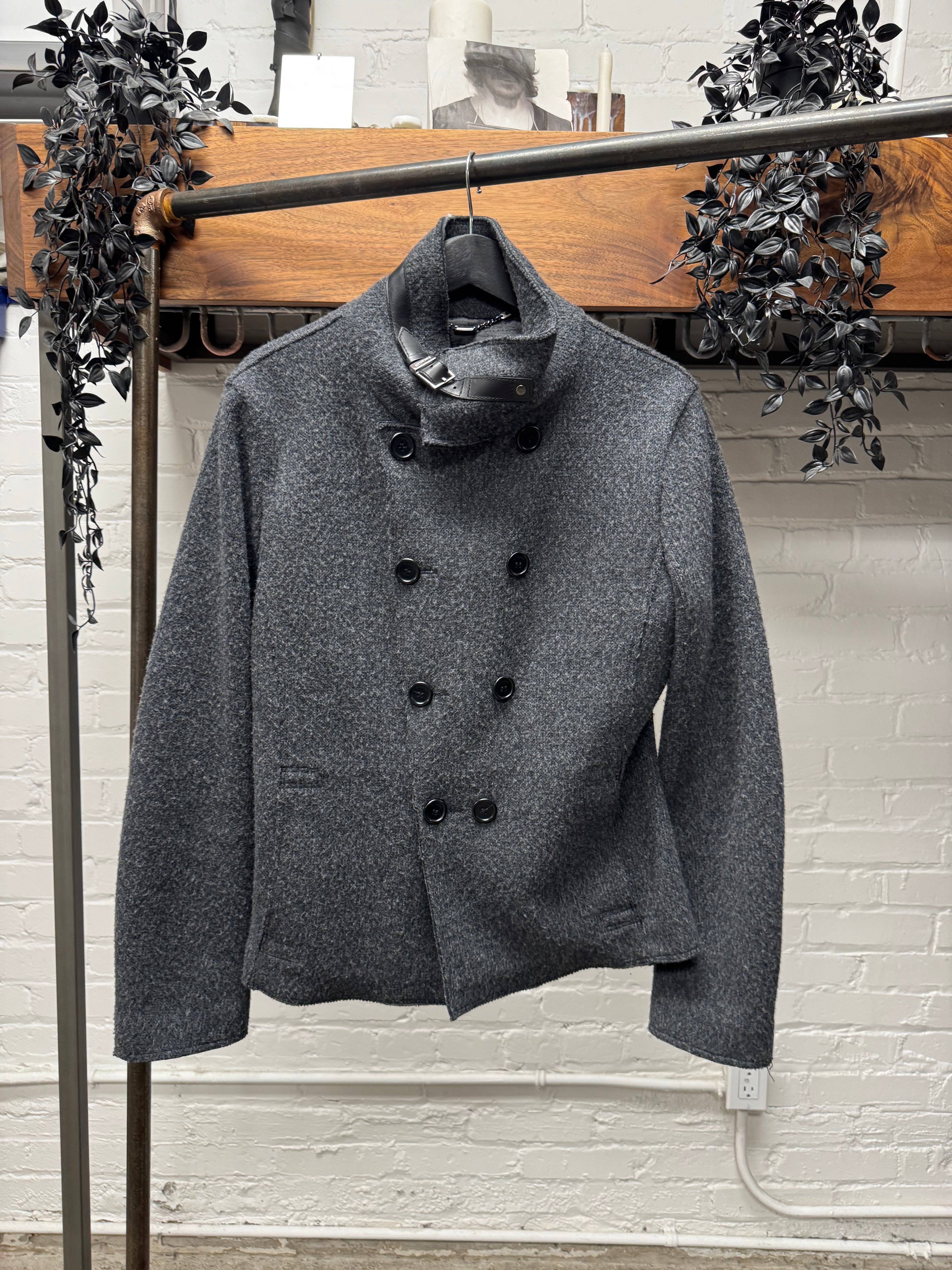 Vintage 90s Dirk Bikkembergs Grey Wool Double Breasted Coat