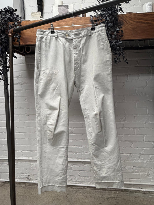 Vintage Yves Saint Laurent ‘Rive Gauche’ White Leather Pants