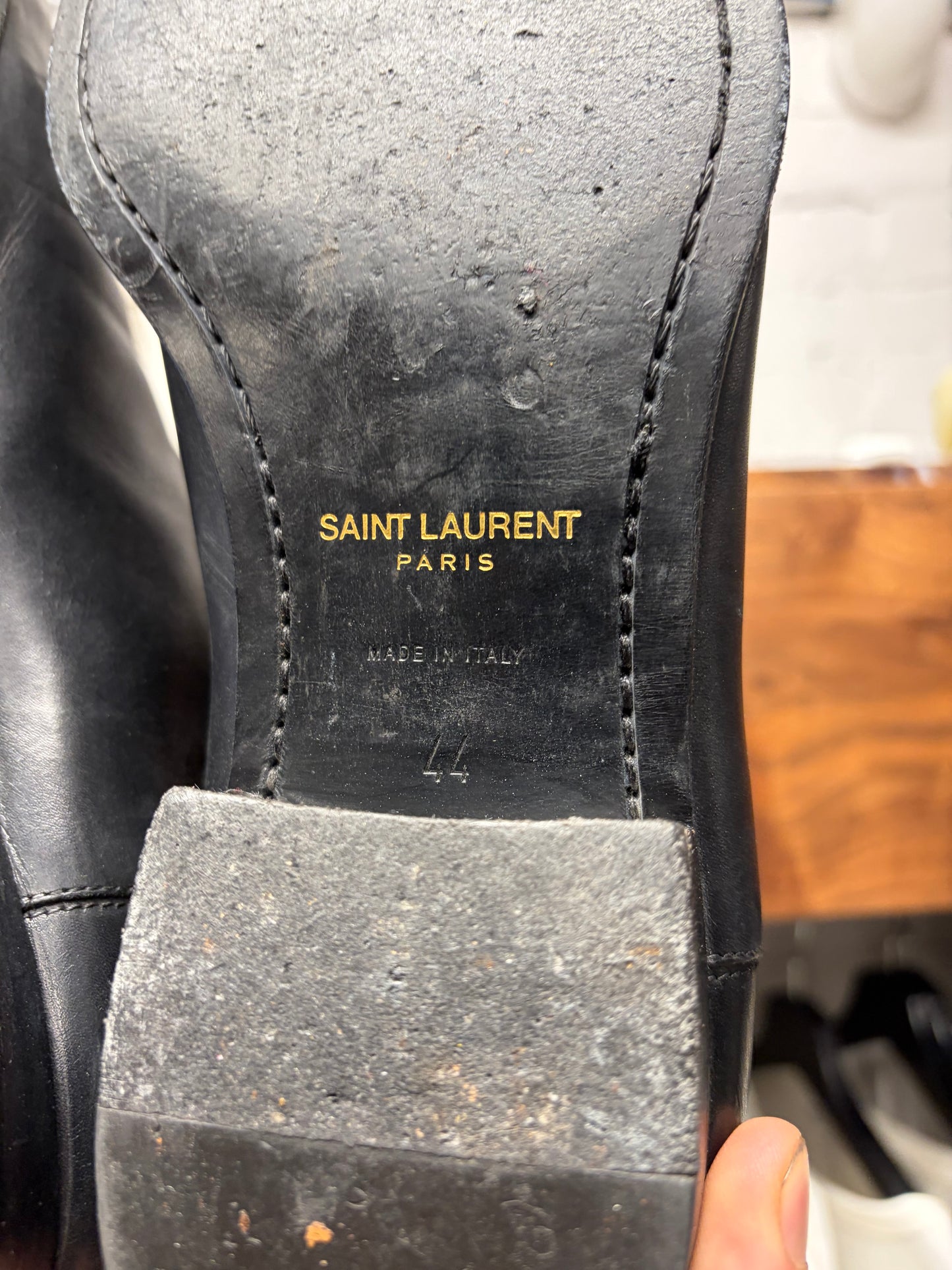 Saint Laurent ‘Wyatt’ Black Leather Pointed Toe Boots