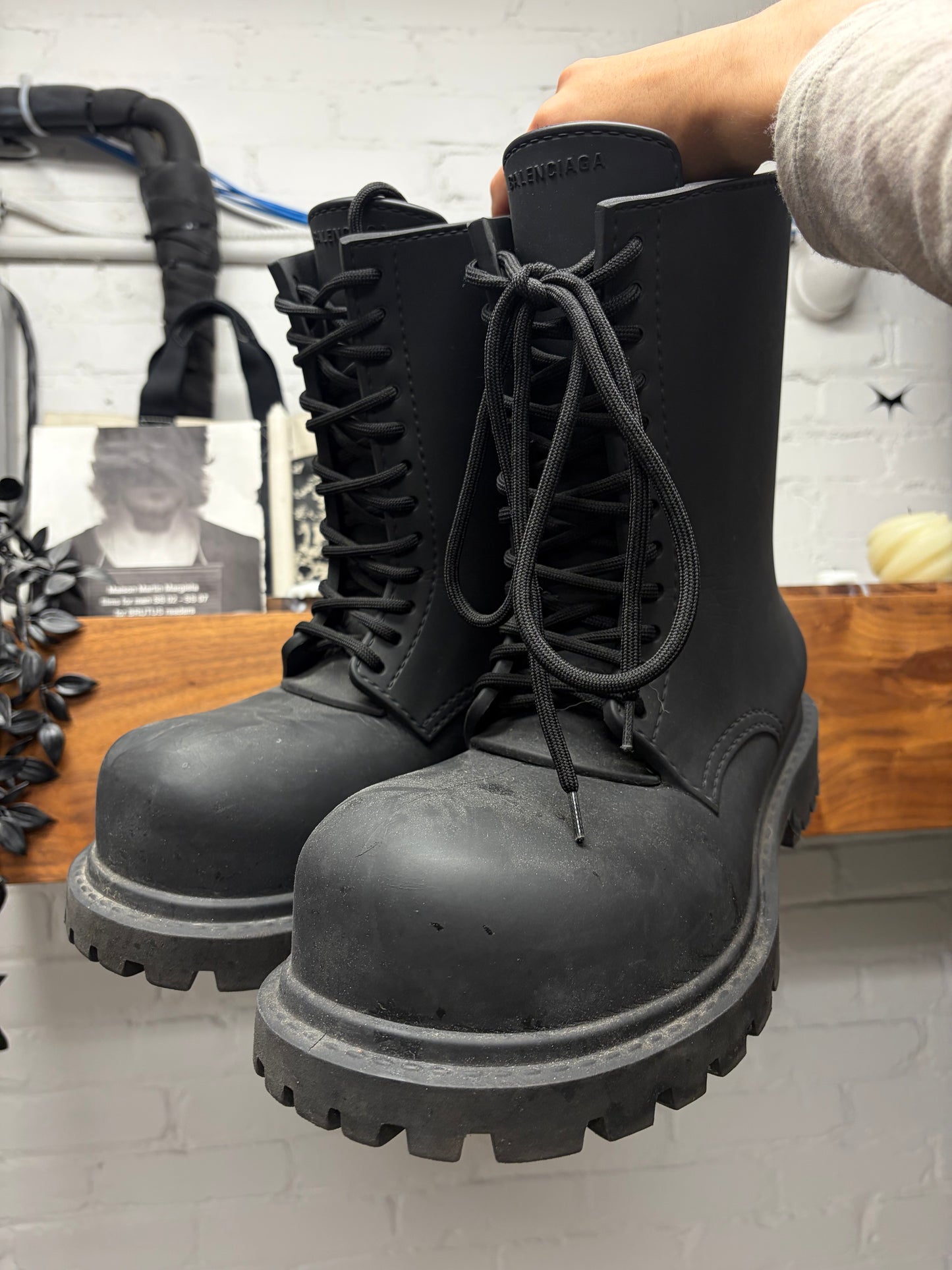 Balenciaga ‘Steroid’ Lace Up Black Oversized Combat Boots
