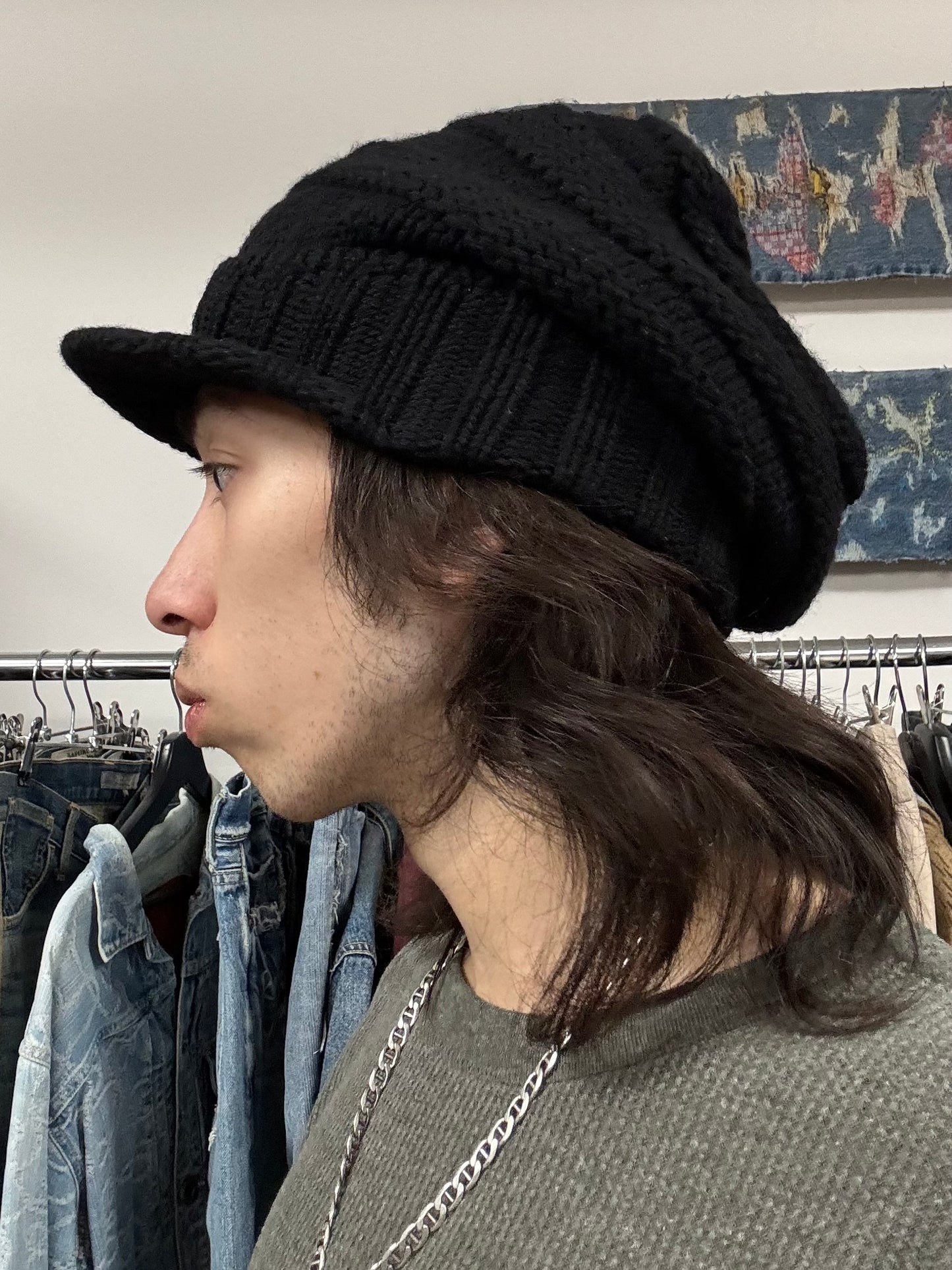 Yohji Yamamoto Y’s ‘Brimmed’ Black Wool Beanie