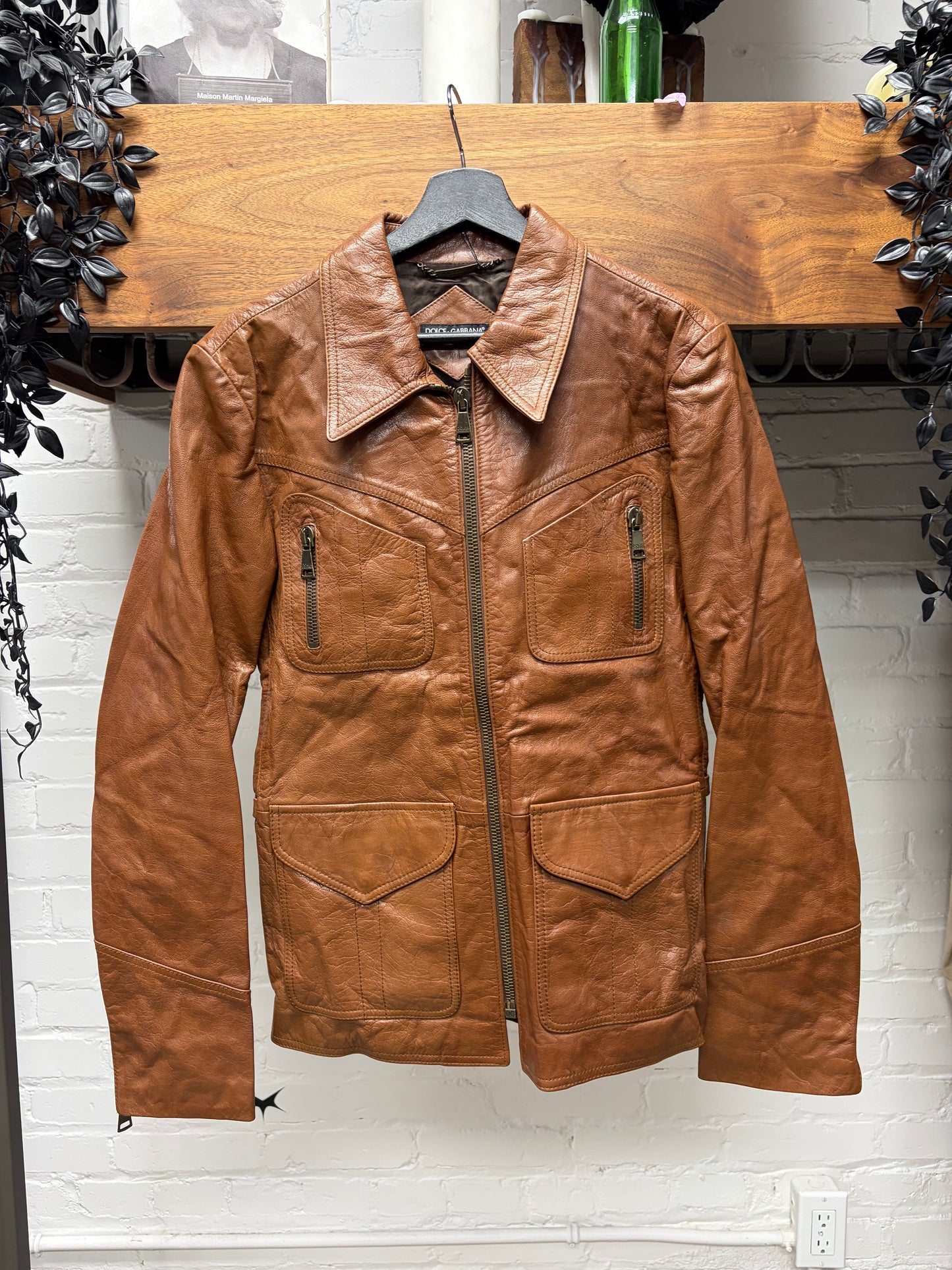 Dolce and Gabbana ‘Mainline’ Brown Goatskin Leather Jacket