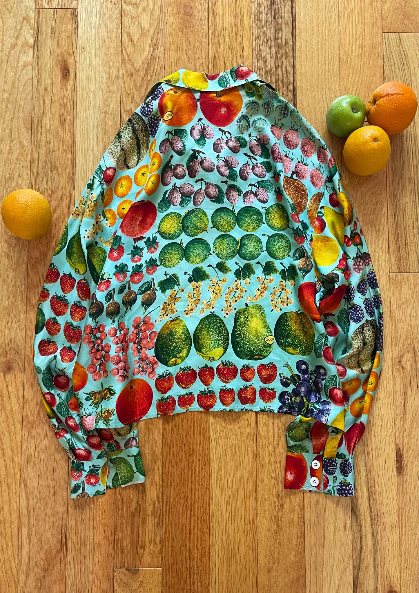 Vintage Gucci Fruit Silk Button Down Shirt