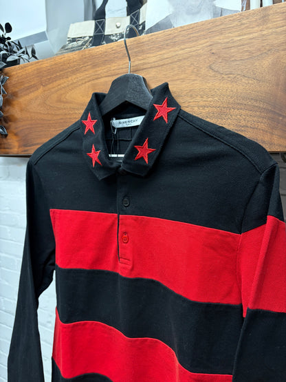 AW2014 Givenchy ‘Stars & Stripes’ Red/Black Long Sleeve Polo