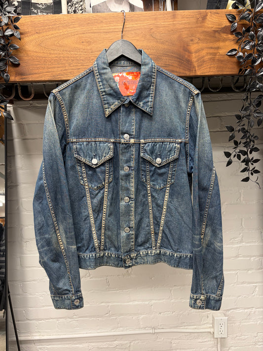 SS2004 Yohji Yamamoto ‘Y’s at Work’ Raw Blue Washed Denim Trucker Jacket