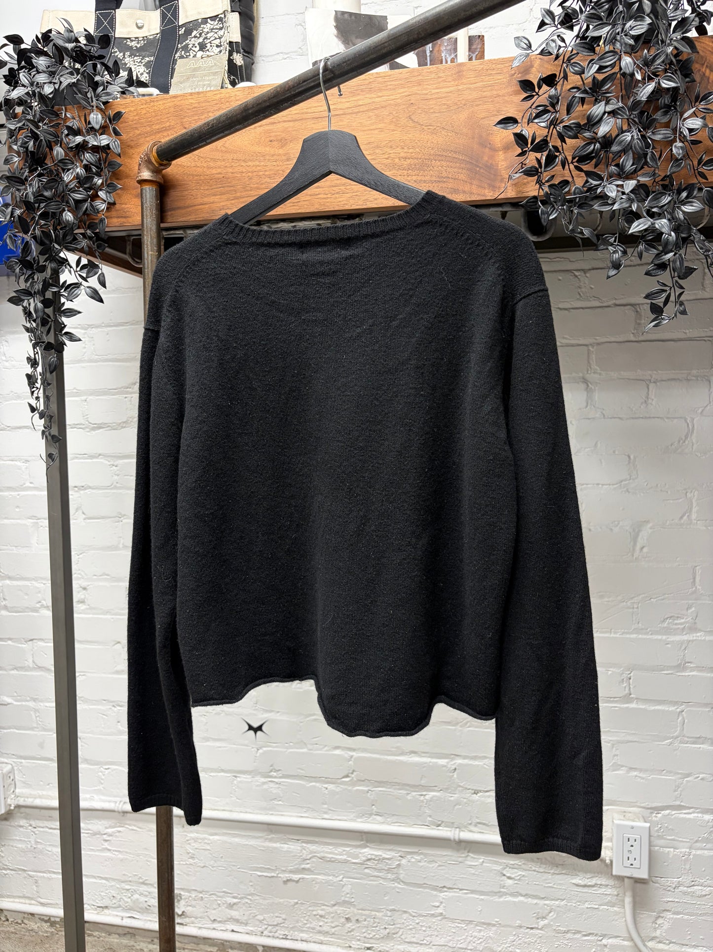 Yohji Yamamoto Pour Homme Cropped Black Wool Sweater