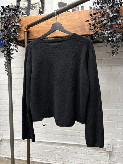 Yohji Yamamoto Pour Homme Cropped Black Wool Sweater