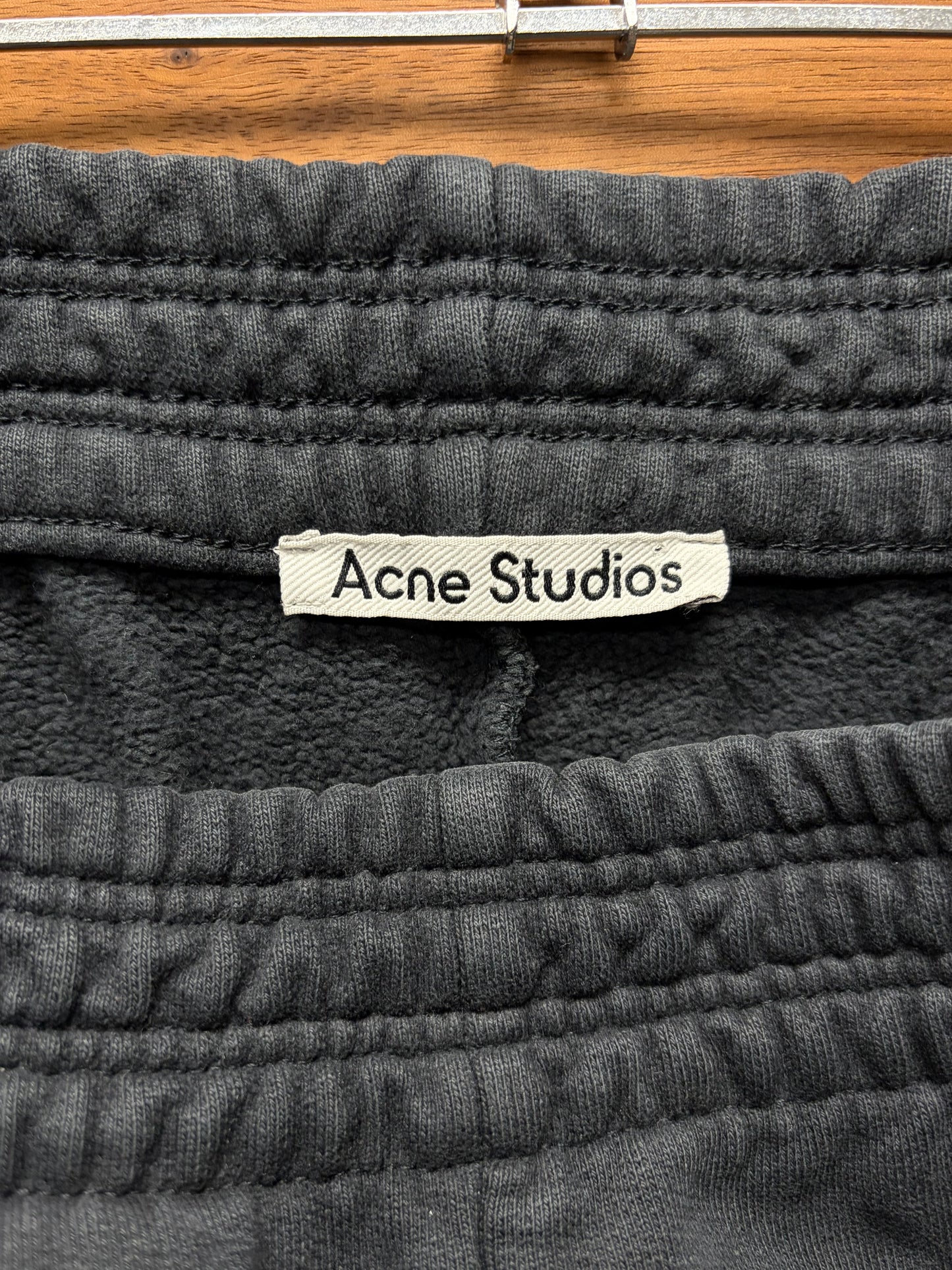 Acne Studios Wide Leg ‘Washed Black’ Raw Hem Sweatpants