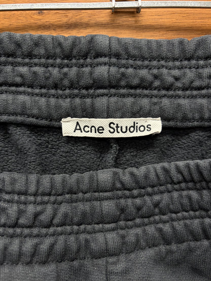 Acne Studios Wide Leg ‘Washed Black’ Raw Hem Sweatpants