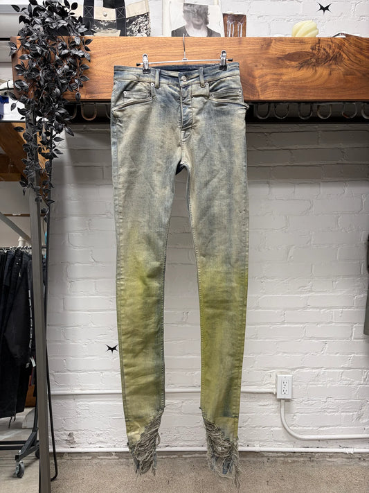 Rick Owens ‘Tyrone Cut’ Pearl/Acid Degrade Distressed Skinny Denim