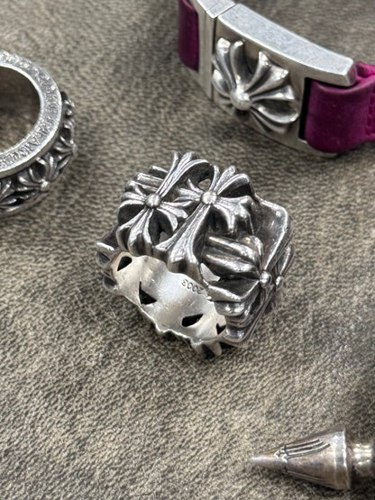 Chrome Hearts ‘Cemetery’ Square Multi-Cross 925 Silver Ring