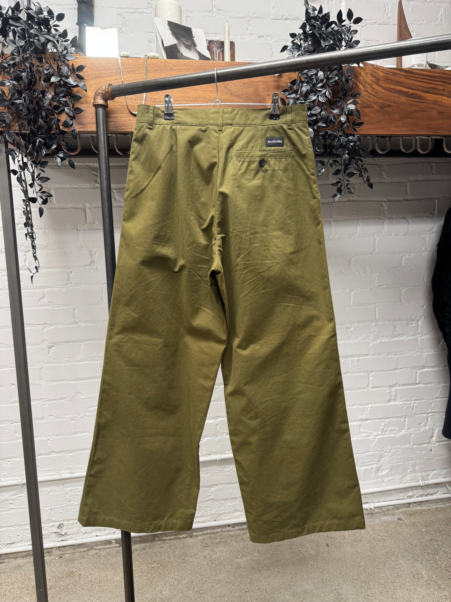 2018 Balenciaga ‘Forest Green’ Wide Leg Pants