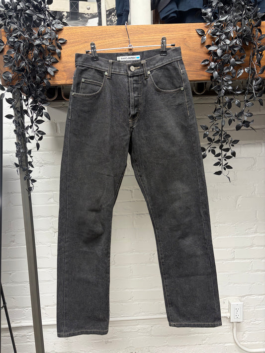 2000s Saint Laurent Straight Leg Bootcut Black Denim