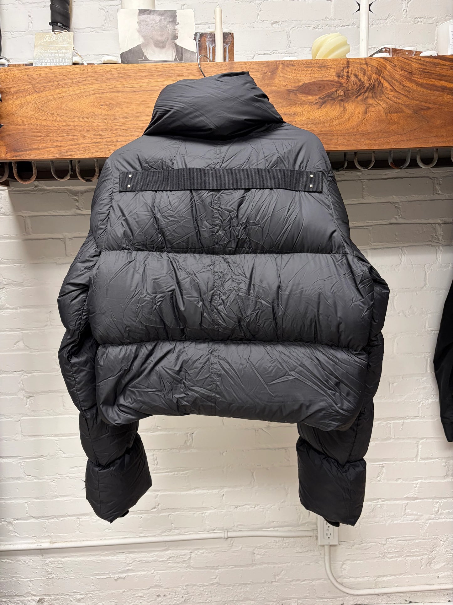 AW2021 Rick Owens ‘Gethsemane’ Funnel ‘Scarf Collar’ Cropped Down Filled Jacket