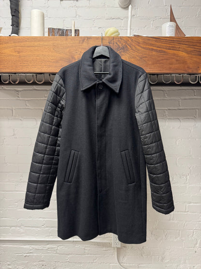Balmain Quilted ‘Puffer Sleeve’ Wool Coat
