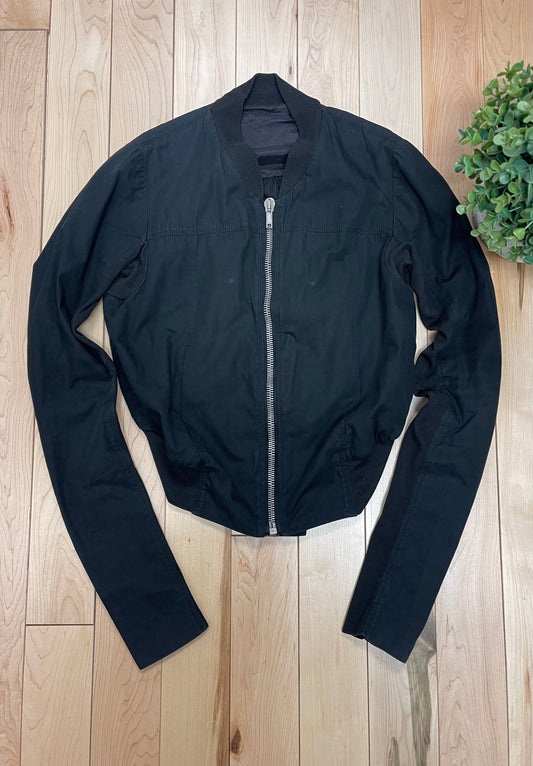 Rick Owens Cropped Black Bomber Jacket