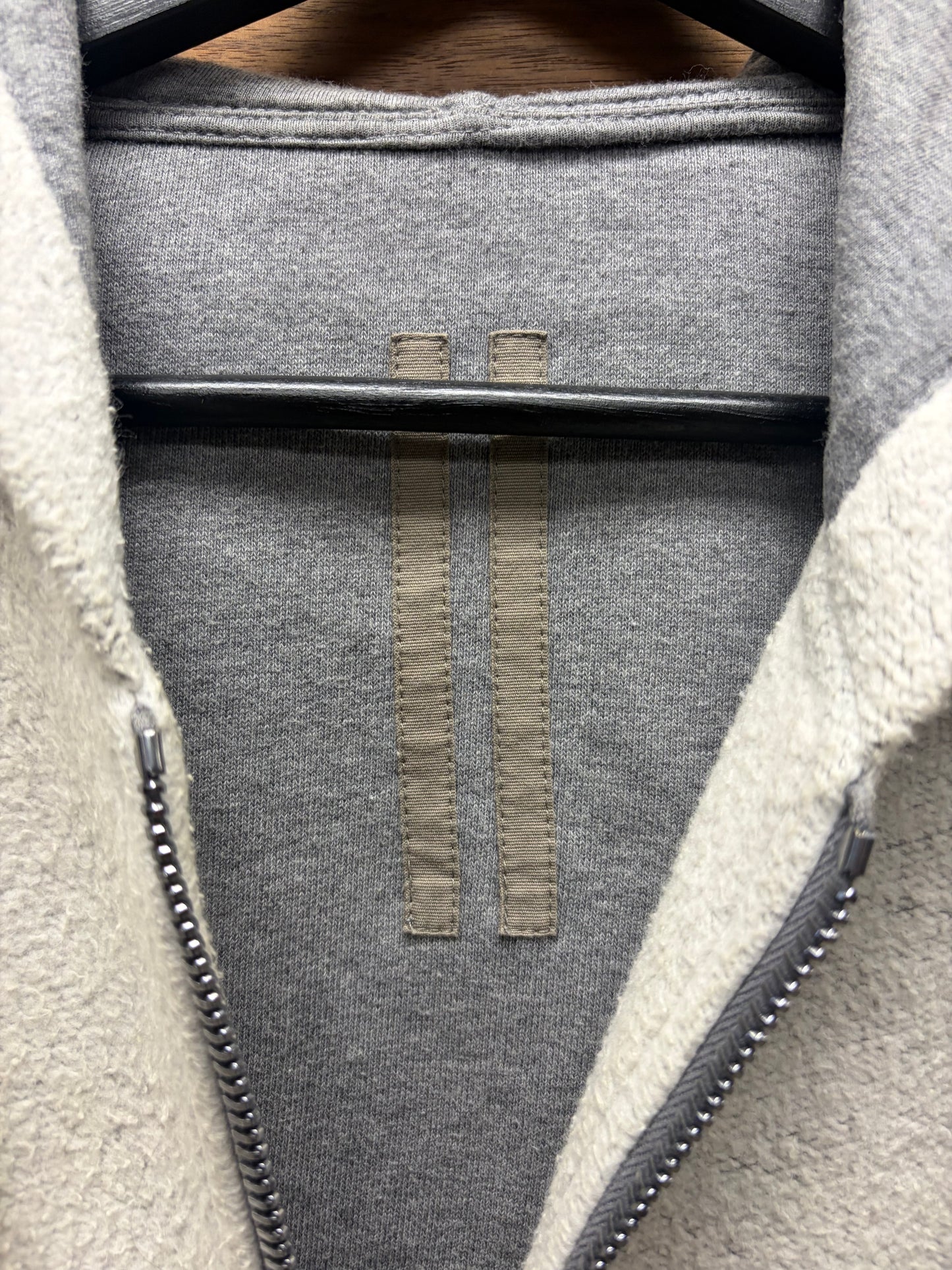 Rick Owens Inside-Out ‘Jason’ Grey Melange Zip-Up Hoodie