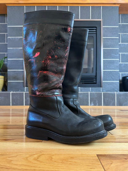 Dirk Bikkembergs 1/1 Hand Painted Calfskin Leather Boots