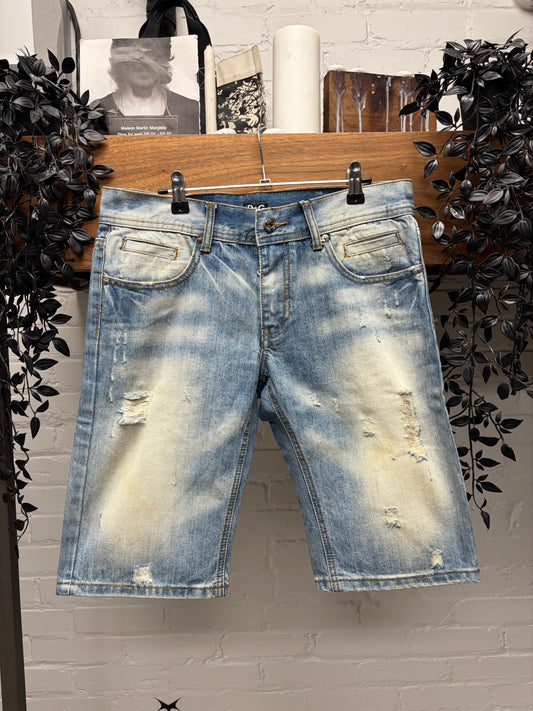 Dolce & Gabbana Dirt Washed Blue Denim Shorts
