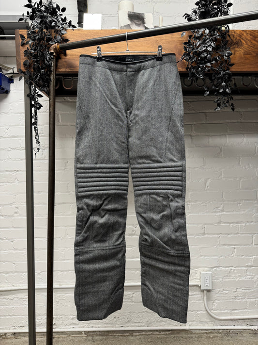 AW2000 Gucci by Tom Ford Houndstooth/Leather Biker Pants