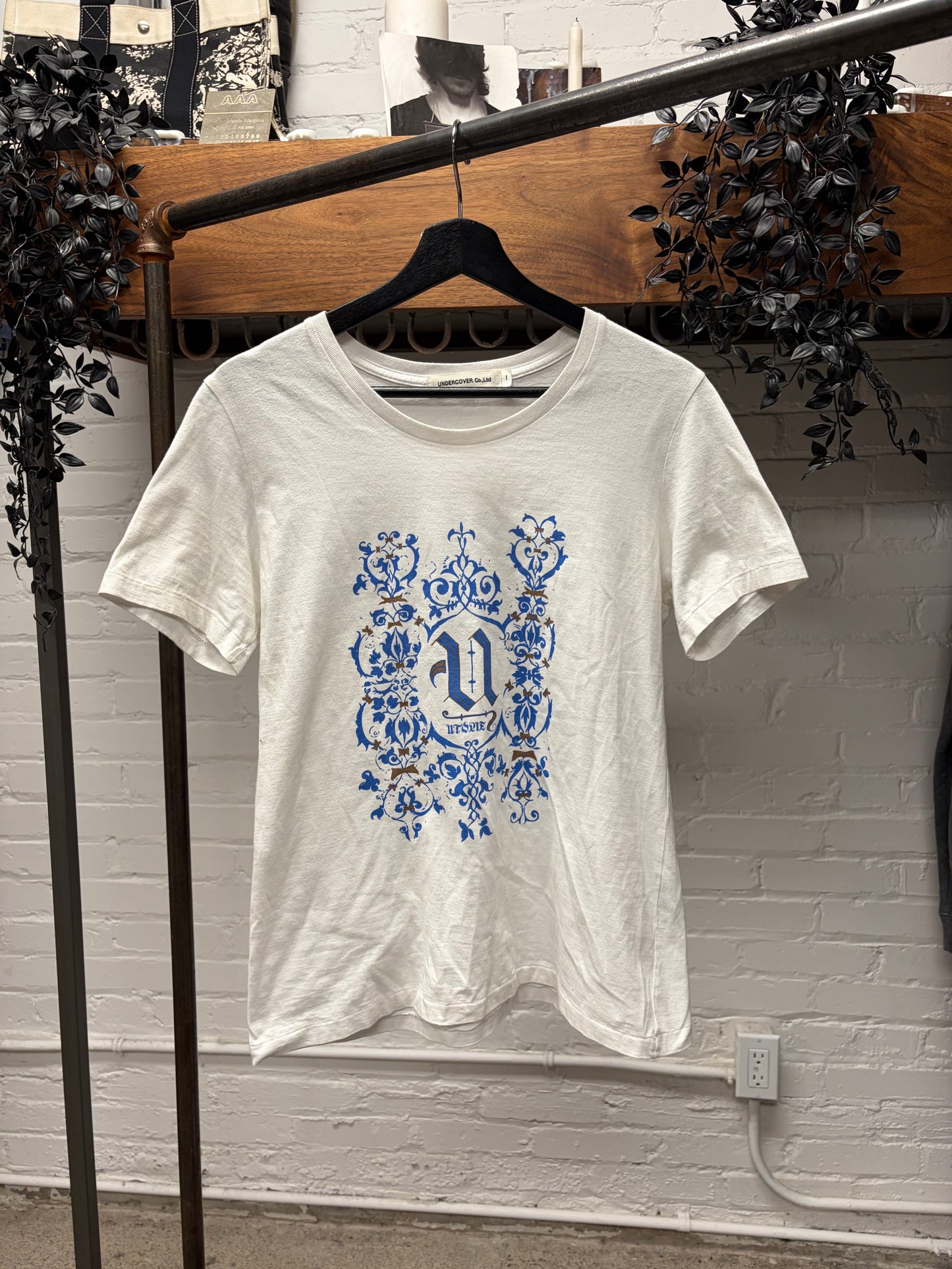Undercover White/Blue ‘U Logo’ Regal Crest Graphic T-Shirt